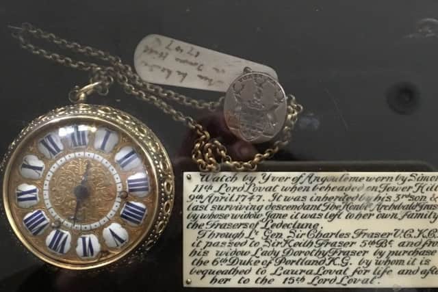 The fob watch worn by 11th Lord Lovat - also known as The Fox  - who was beheaded in 1747. PIC: Contributed.