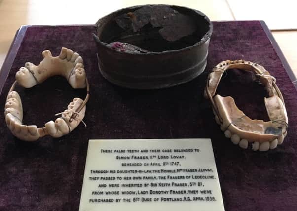 The false teeth of 11th Lord Lovat which have been passed down through his family. PIC: Contributed.