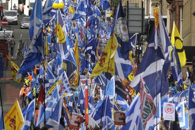 Pro-Independence supporters hold a march through Glasgow. Picture: Getty Images