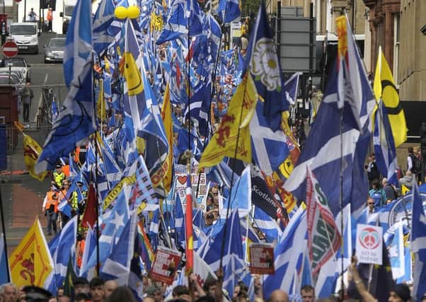 Pro-Independence supporters hold a march through Glasgow. Picture: Getty Images
