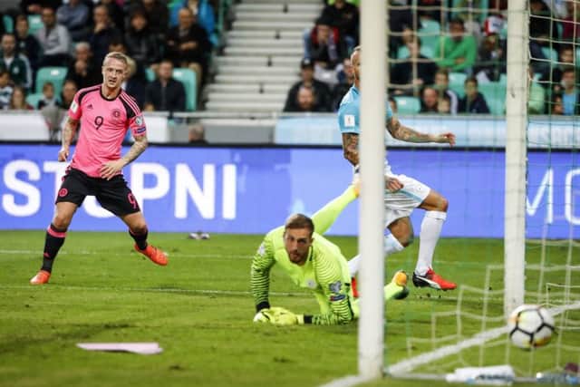 Leigh Griffiths gave Scotland a first-half lead in Slovenia. Picture: Getty