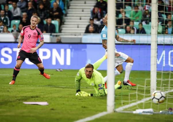 Leigh Griffiths gave Scotland a first-half lead in Slovenia. Picture: Getty