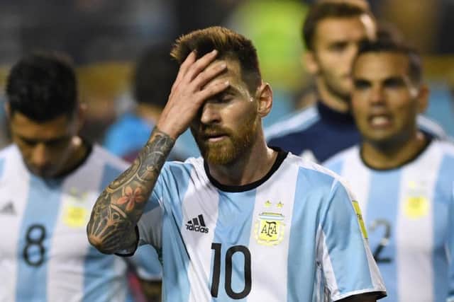 Lionel Messi and his Argentina team-mates need to bounce back after their draw with Peru. Picture: AFP/Getty Images