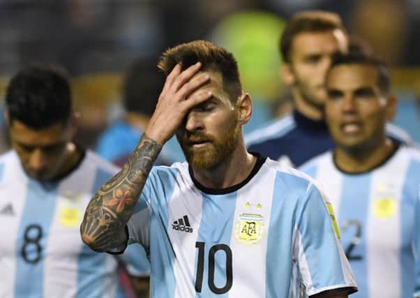 Lionel Messi and his Argentina team-mates need to bounce back after their draw with Peru. Picture: AFP/Getty Images