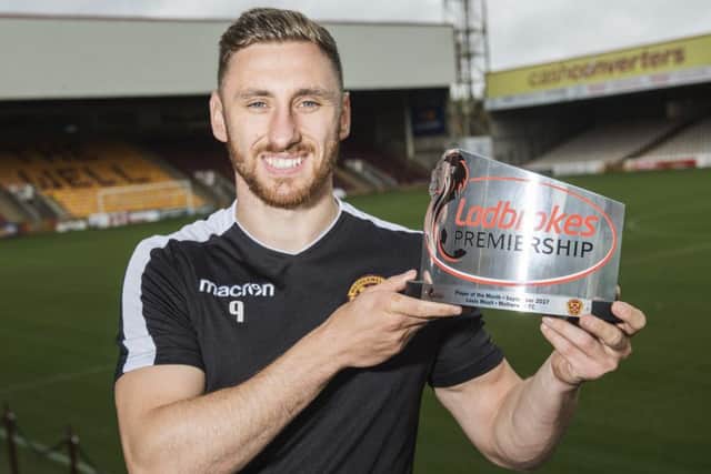 Motherwell's Louis Moult receives the Ladbrokes Premiership Player of the Month for September. Picture: Gary Hutchison/SNS