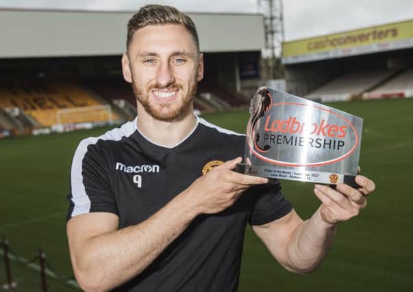 Motherwell's Louis Moult receives the Ladbrokes Premiership Player of the Month for September. Picture: Gary Hutchison/SNS