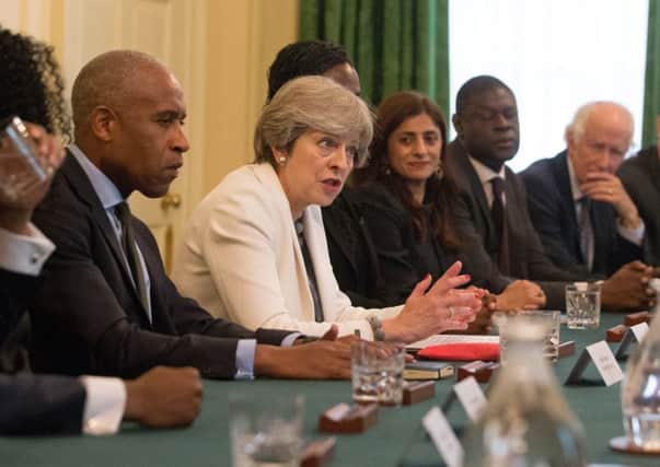 Theresa May hosts a round table discussion on the government's Race Disparity Audit. Picture: Getty
