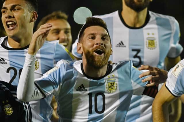 Lionel Messi celebrates after Argentina defeat Ecuador. Picture: AFP/Getty