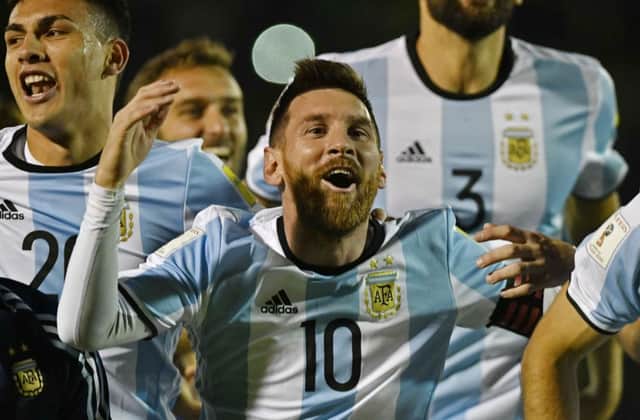 Lionel Messi celebrates after Argentina defeat Ecuador. Picture: AFP/Getty