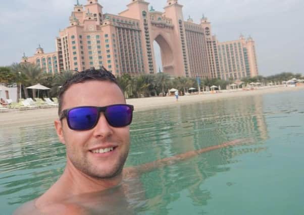 Jamie Harron, 27, was jailed for three months after touch a businessmans hip in a bar in the UAE. Picture: SWNS