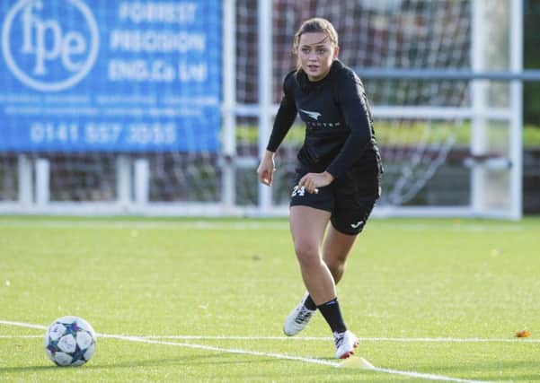 Glasgow City's Katy McCabe gets a feel for the Champions League ball in training at Petershill. Picture: Paul Devlin/SNS
