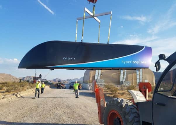 The prototype passenger pod. Picture: Hyperloop One