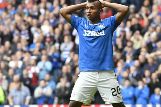 Alfredo Morelos was frustrated against Celtic but the Colombian striker insists Rangers can beat their rivals. Picture: SNS Group