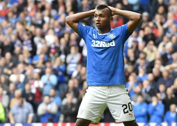 Alfredo Morelos was frustrated against Celtic but the Colombian striker insists Rangers can beat their rivals. Picture: SNS Group