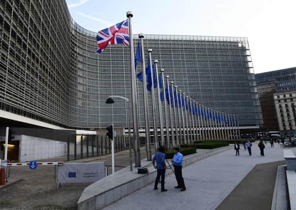 A Union Jack flag flies in front of the European Commission building. Picture: EMMANUEL DUNAND/AFP/Getty