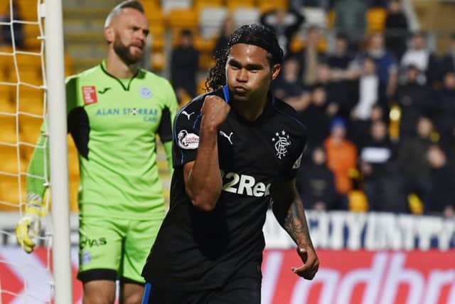 Rangers' Carlos Pena celebrates his second goal to make it 2-0. Picture: SNS
