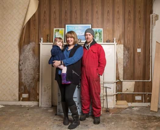 Donald MacLennan, wife Catriona and daughter Matilda will move into the former temperance hotel, the ruined interior of which was photrgraphed by John Maher. Picture: John Maher