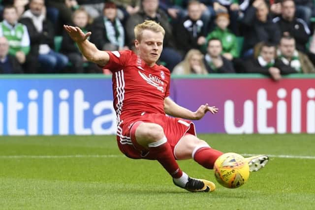 Gary Mackay-Steven fires Aberdeen into the lead. Picture: SNS