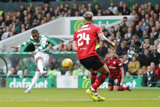 Olivier Ntcham opens the scoring at Celtic Park. Picture: PA