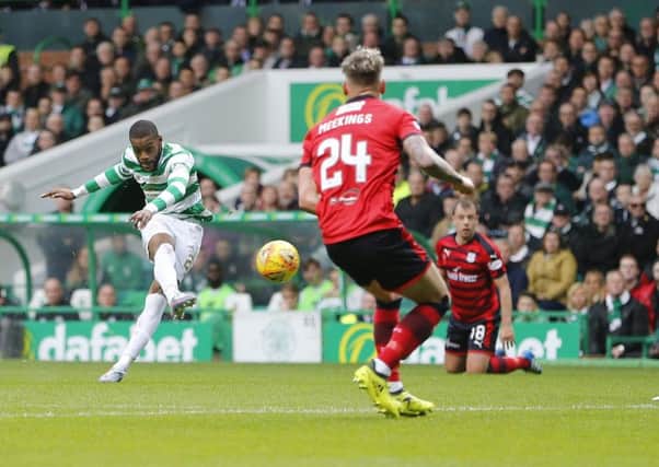 Olivier Ntcham opens the scoring at Celtic Park. Picture: PA