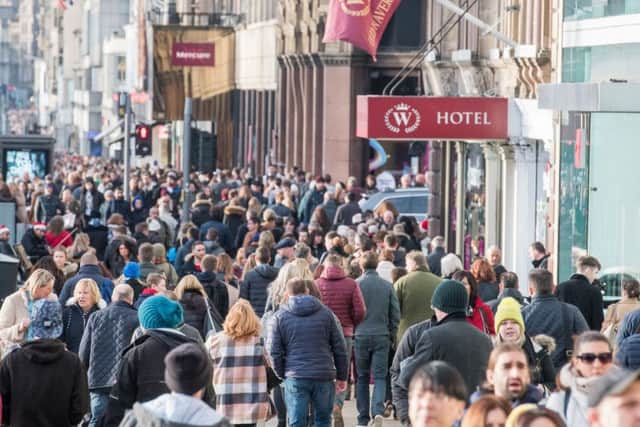 Shoppers on Princes Street, Edinburgh