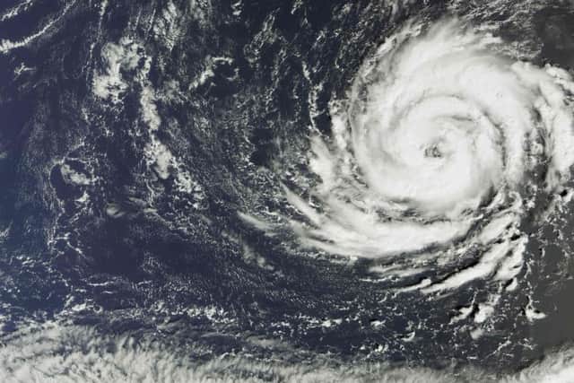 A handout satellite image shows Hurricane Ophelia over the Atlantic