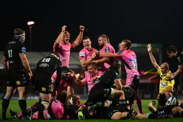 Sam Simmonds' late try for Exeter completed a disappointing day for Glasgow Warriors. Picture: Getty.