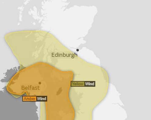 Met Office weather warnings for Monday 16 October. picture: met Office