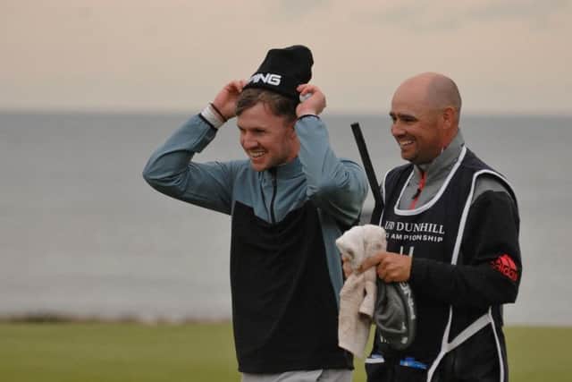 Connor Syme has started well in the paid ranks with Edinburgh man  Tim Poyser caddying for him. Picture: John Stewart.