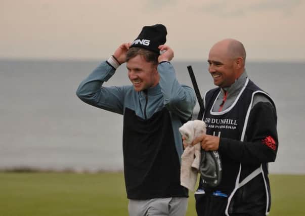 Connor Syme has started well in the paid ranks with Edinburgh man  Tim Poyser caddying for him. Picture: John Stewart.