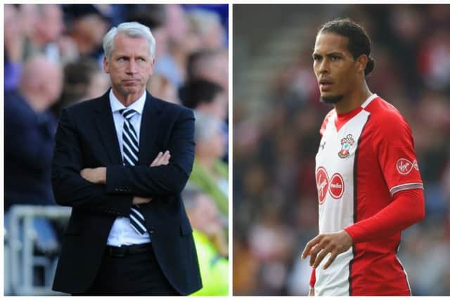 Alan Pardew, left, was a big fan of Virgil van Dijk and wanted to sign him for Newcastle. Picture: Getty Images