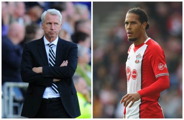 Alan Pardew, left, was a big fan of Virgil van Dijk and wanted to sign him for Newcastle. Picture: Getty Images