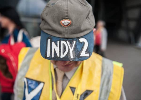 A pro-independence supporter outside the SNP conference. Picture: John Devlin