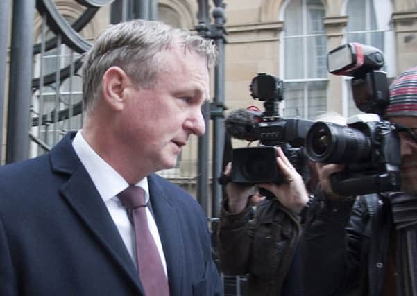 Michael O'Neill leaving the court today after pleading guilty to drink driving