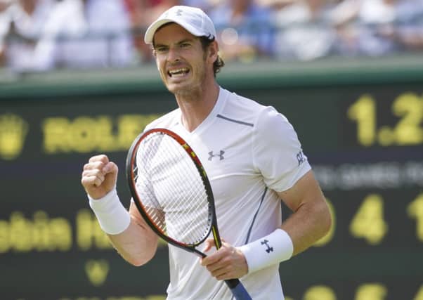 Andy Murray celebrates a win at Wimbledon. Picture: Ian Rutherford
