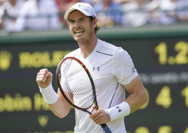 Andy Murray celebrates a win at Wimbledon. Picture: Ian Rutherford