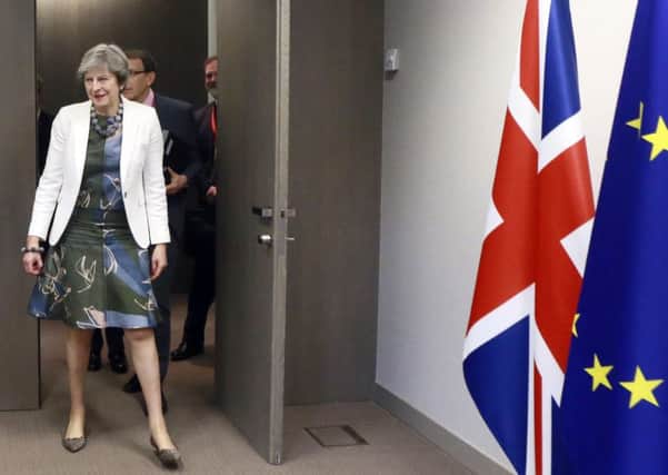 Theresa May, arrives for a meeting with European Council President Donald Tusk during an EU summit in Brussels. Picture; AP