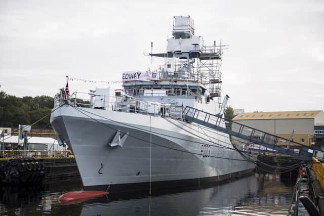 HMS Medway, the second offshore patrol vessel built on the Clyde, was officially named at a ceremony at the BAE yard in Scotstoun. Picture: Jack Eckersley/MOD