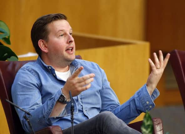 Actor Greg McHugh takes part in a panel discussion on mental health issues at the Scottish Parliament's Festival of Politics. 20 October 2017. Pic - Andrew Cowan/Scottish Parliament Parliament