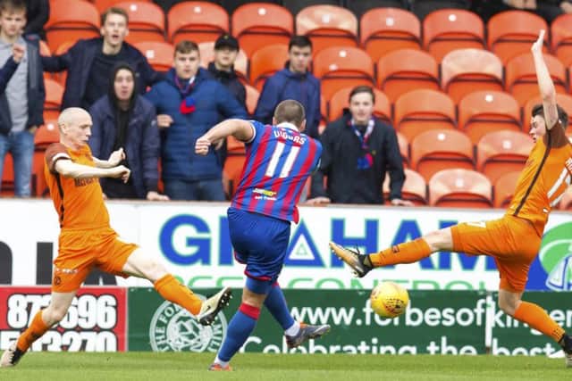 Iain Vigurs scores to make it 1-0 Inverness at Tannadice