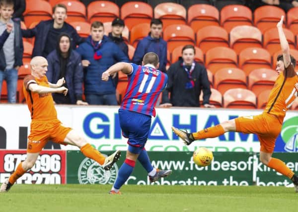 Iain Vigurs scores to make it 1-0 Inverness at Tannadice