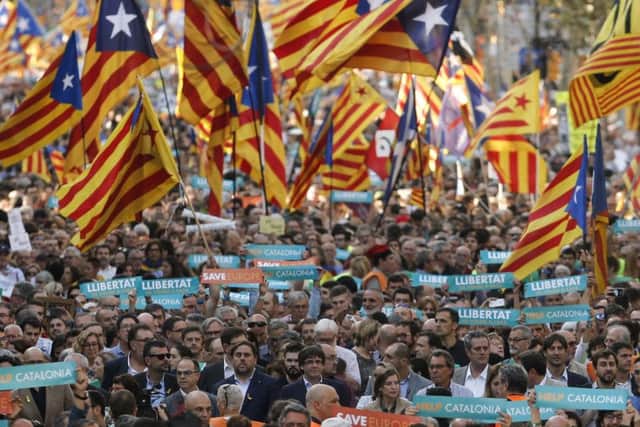 Pro Catalan protesters in Barcelona, Picture: AFP/Getty Images