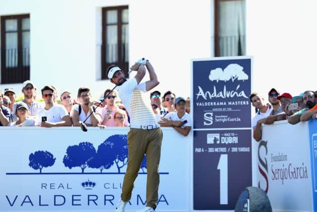 Scott Jamieson on the 1st hole of the third round.  The Glasgow player is tied for fourth on five under.  Photograph: Warren Little/Getty Images