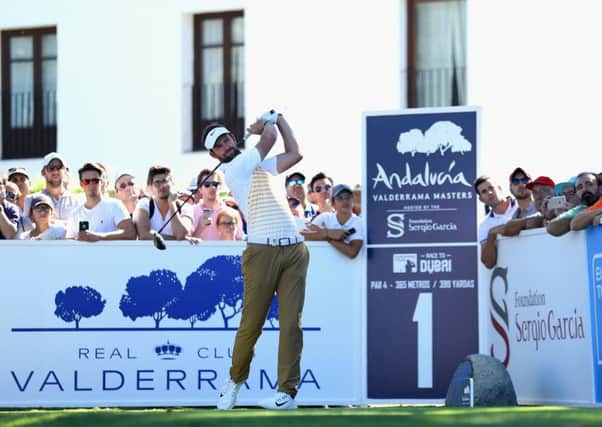 Scott Jamieson on the 1st hole of the third round. The Glasgow player is tied for fourth on five under. Photograph: Warren Little/Getty Images