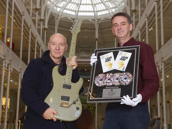 Midge Ure and exhibition curator Stephen Allen at the National Museum of Scotland today.