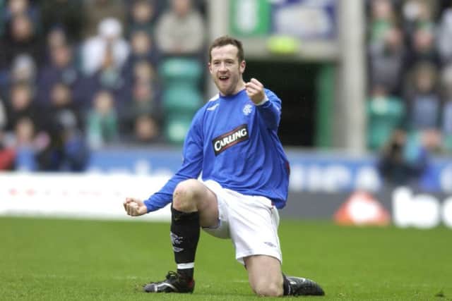 Charlie Adam celebrates a goal for Rangers against Hibernian in 2007. Picture: Dan Phillips