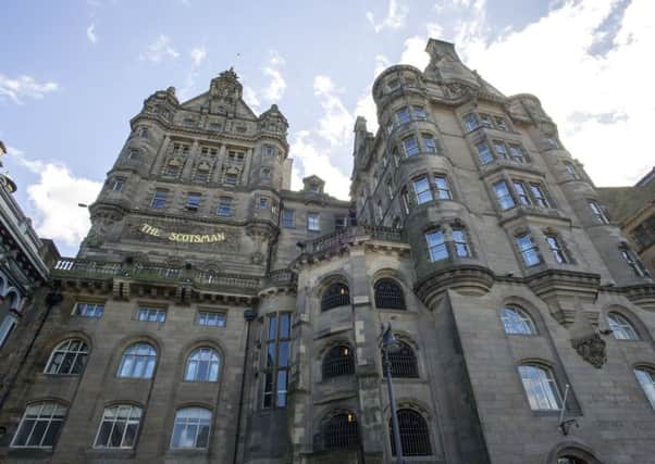 The Scotsman Hotel, the former offices of the Scotsman newspaper on North Bridge Edinburgh, with the steps linking the North Bridge to Waverly Station. Picture: Ian Rutherford/TSPL