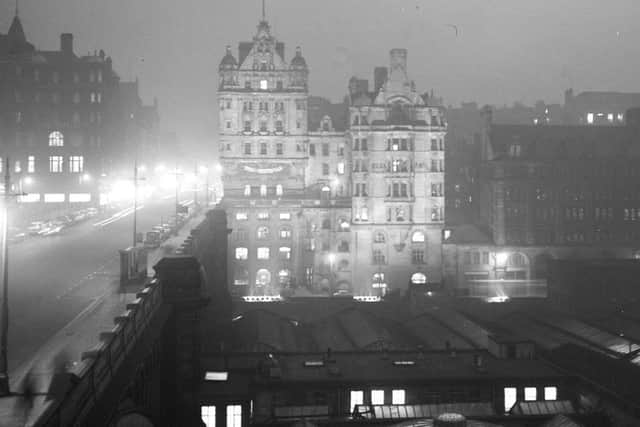 Scotsman office on North Bridge is lit up at night in 1960. Picture: The Scotsman
