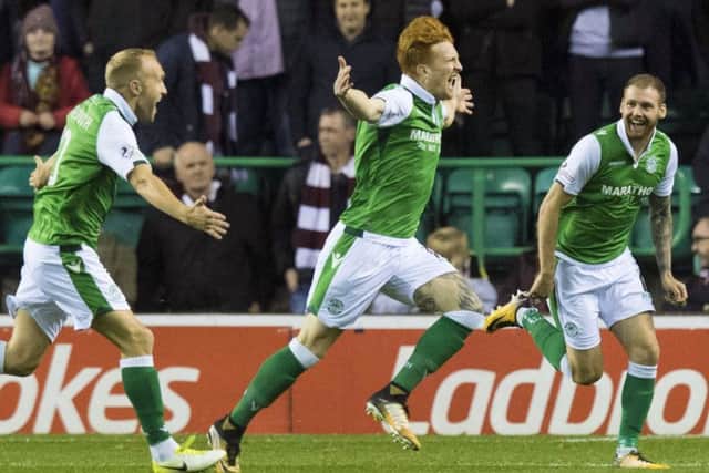 Hibernian's Simon Murray celebrates the opener. Picture: Ross Parker/SNS