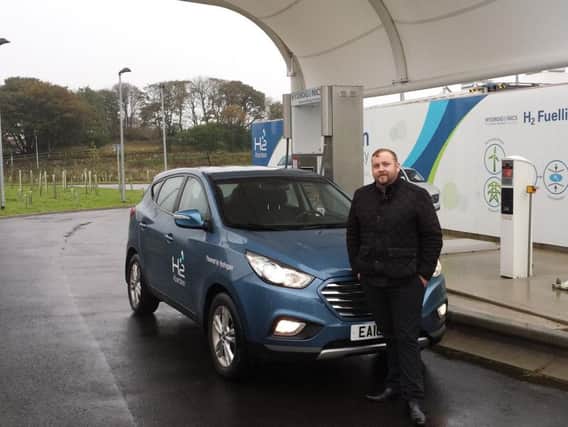 Aberdeen Taxis director Chris Douglas with the hydrogen-powered Hyundai ix35. Picture: Aberdeen City Council